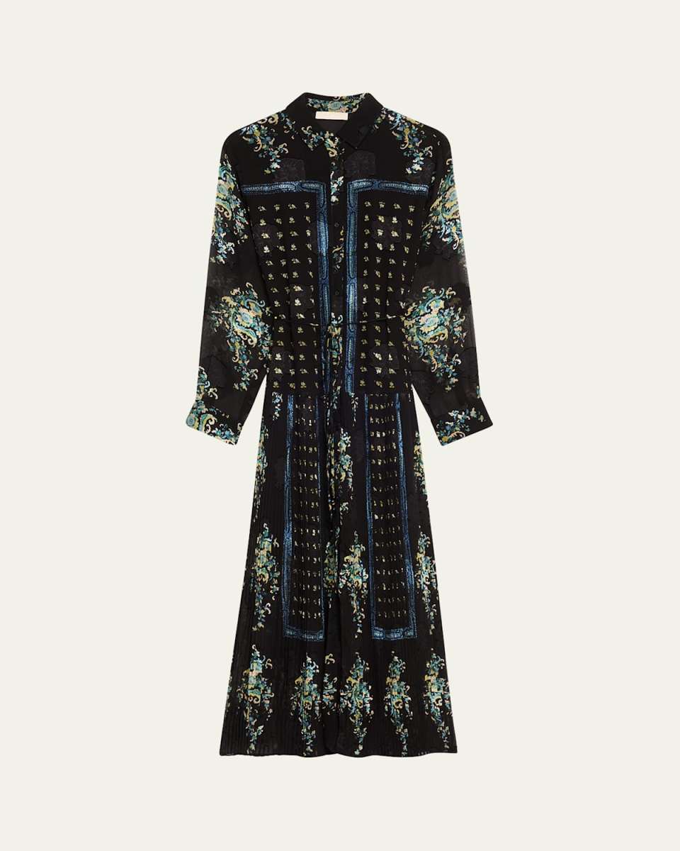 Emilie Drop-Waist Long-Sleeve Midi Shirt Dress